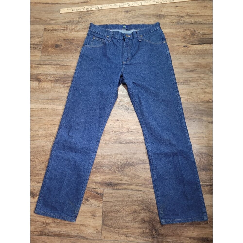 Wrangler 47 MWZPW Regular Fit Mens Blue Denim Straight Boot Jeans Size 32 x 32